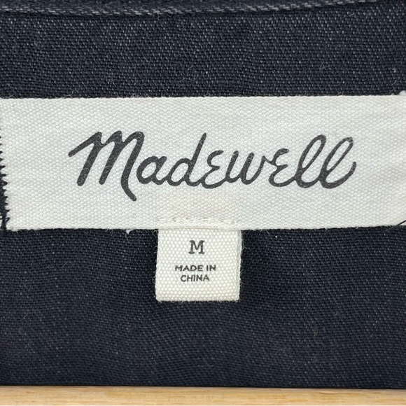 Madewell Denim Babydoll Button Front Shirtdress in Washed Black Size Medium Boho - Picture 11 of 12